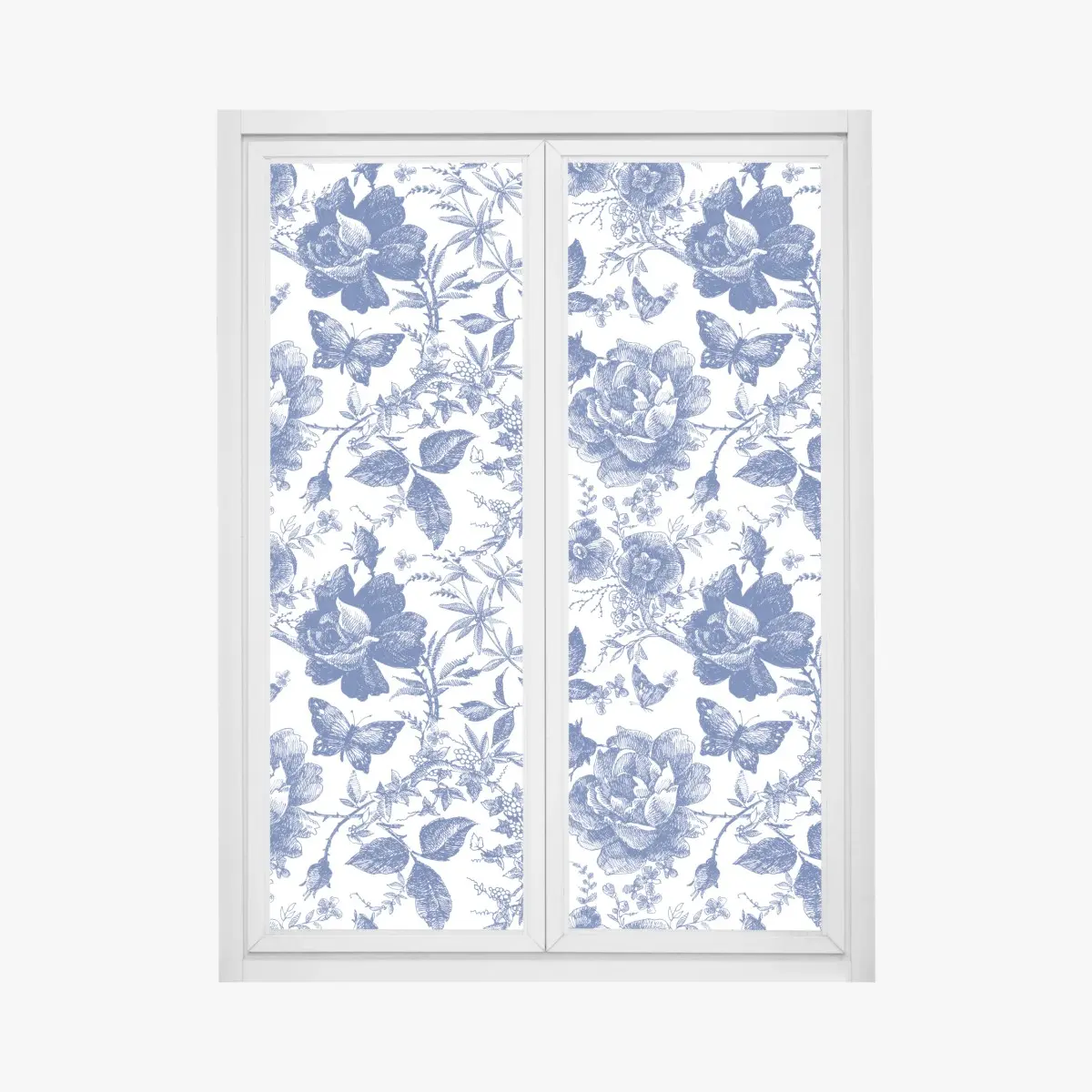 Fensteraufkleber blaues blumen toile-muster – Pixers®