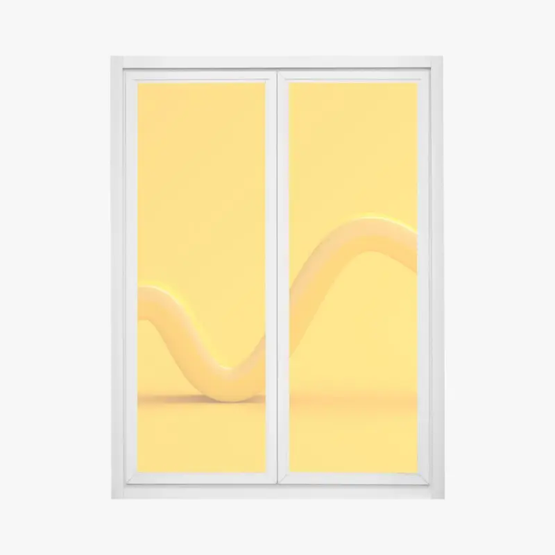 Fensteraufkleber sonnige gelbe 3d-abstrakte kurve