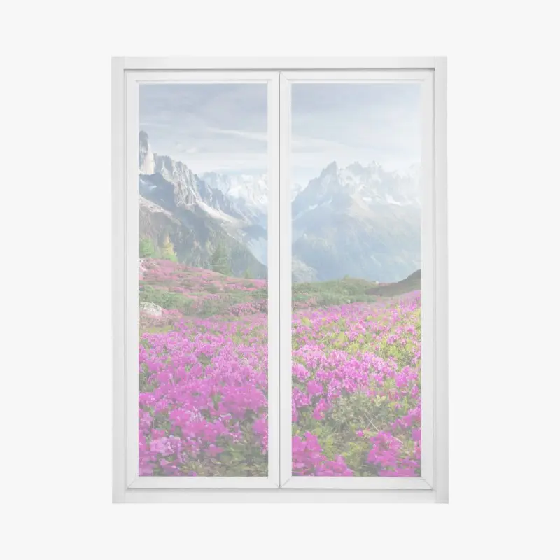 Fensteraufkleber alpine rhododendronwiese bei Mont Blanc