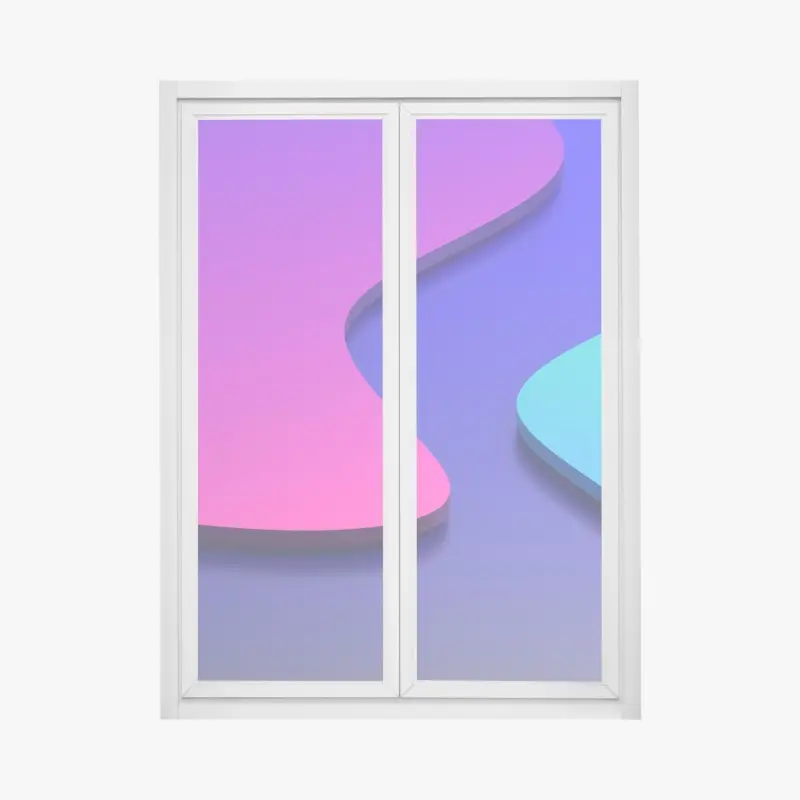 Fensteraufkleber leuchtende lila-blaue abstrakte 3d-formen