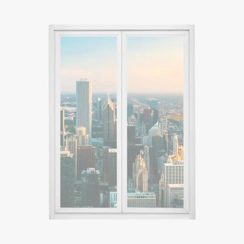 Fensteraufkleber Chicago skyline bei sonnenuntergang