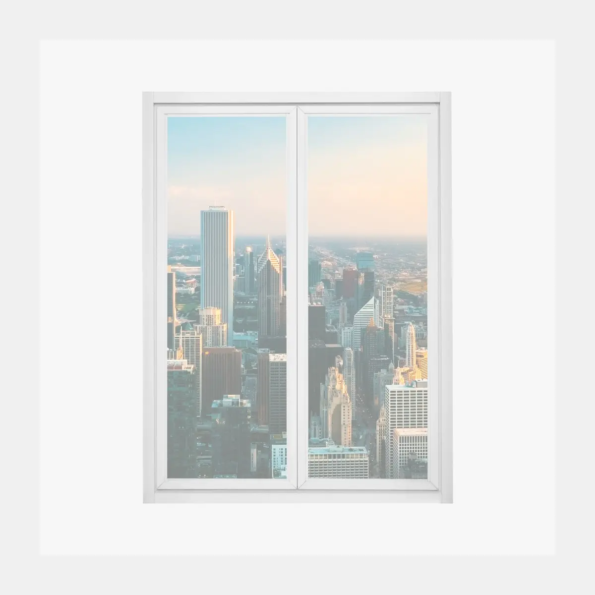 Fensteraufkleber Chicago skyline bei sonnenuntergang – Pixers®