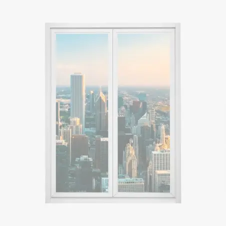 Fensteraufkleber Chicago skyline bei sonnenuntergang – Pixers®