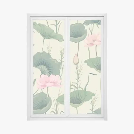 Fensteraufkleber sanfter lotusgarten botanisches muster – Pixers®