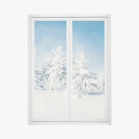 Fensteraufkleber panorama verschneiten waldes – Pixers®