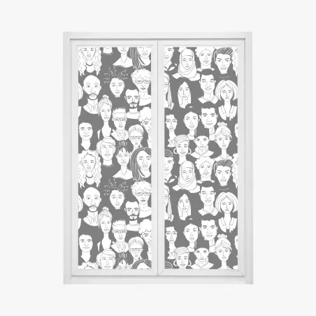 Fensteraufkleber muster mit vielfältigen gesichtern – Pixers®