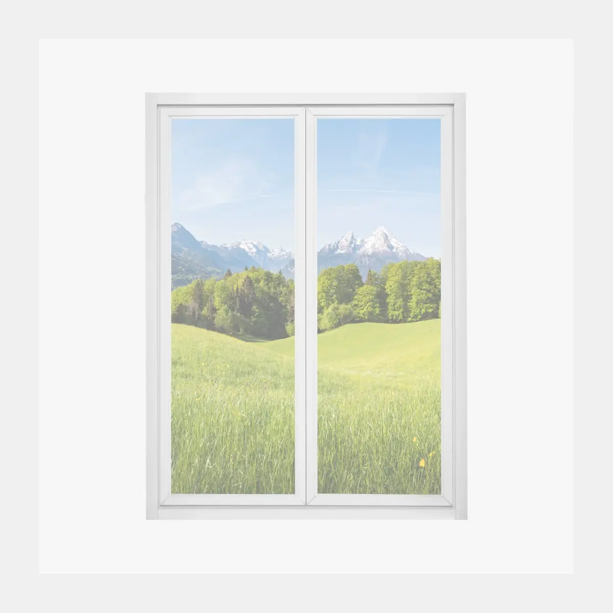 Fensteraufkleber ruhiges alpines wiesenpanorama – Pixers®