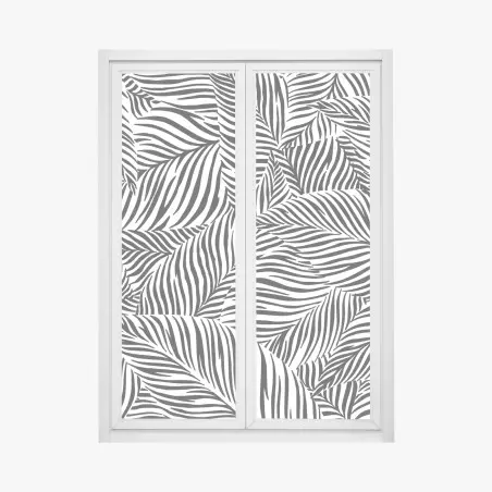 Fensteraufkleber monochromes tropisches blattmuster – Pixers®
