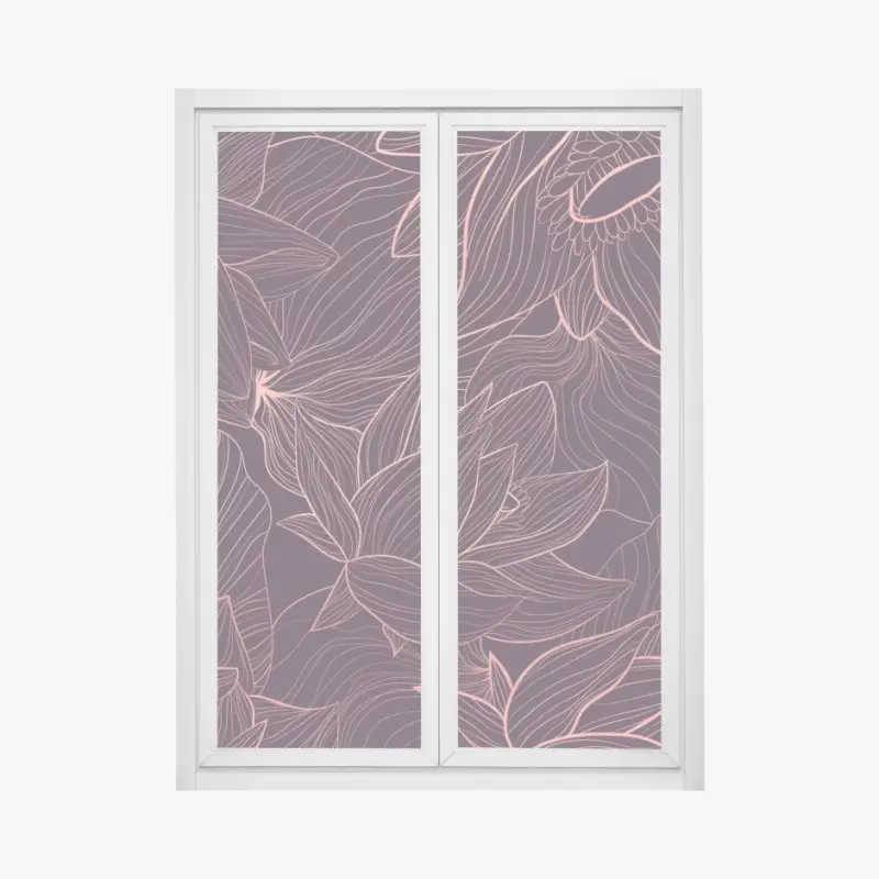 Fensteraufkleber elegantes rosa linienblumenmuster