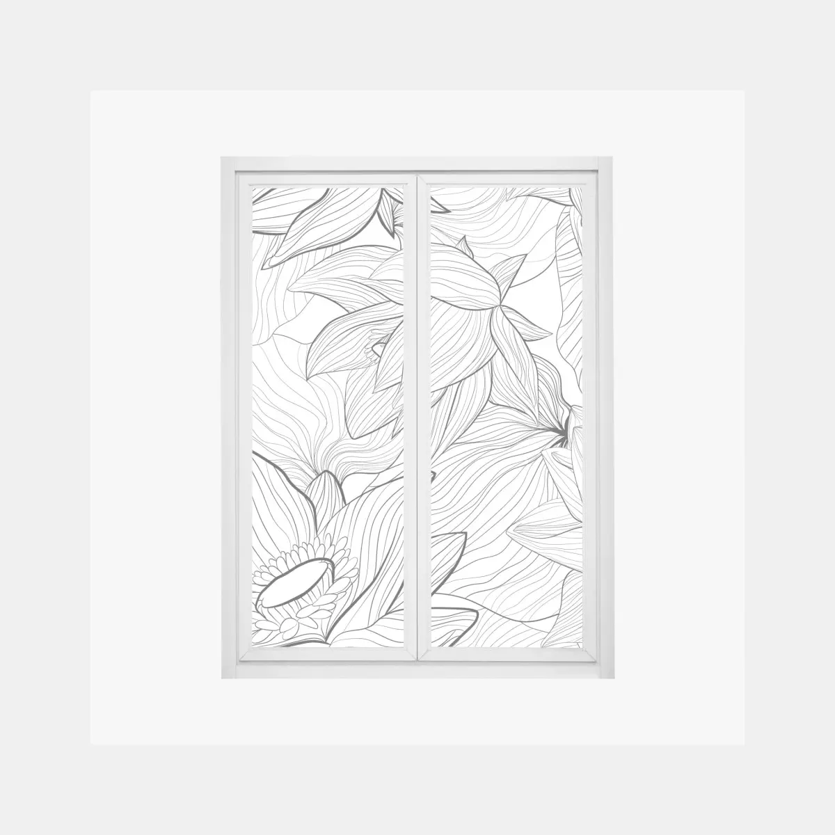 Fensteraufkleber zarte lotus-linienzeichnung – Pixers®