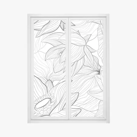 Fensteraufkleber zarte lotus-linienzeichnung – Pixers®