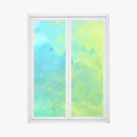 Fensteraufkleber lebhafte türkis und limetten aquarellspritzer – Pixers®