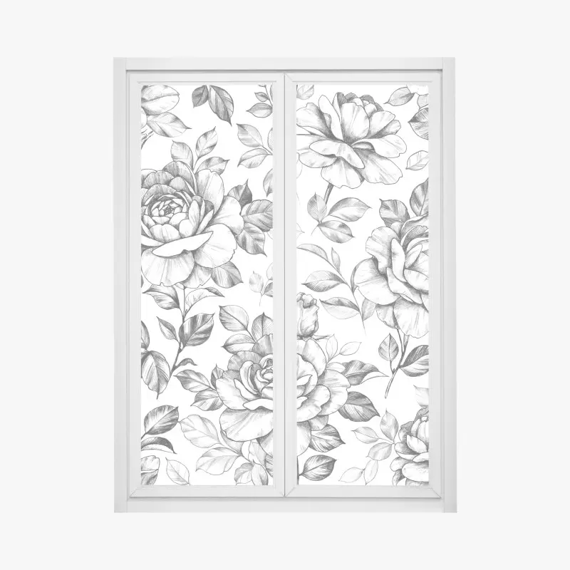 Fensteraufkleber handgezeichnetes rosenmuster