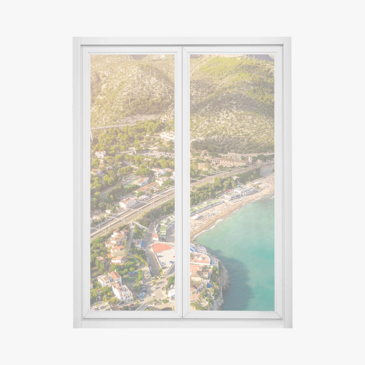 Fensteraufkleber türkise küstenlandschaft aus der vogelperspektive – Pixers®