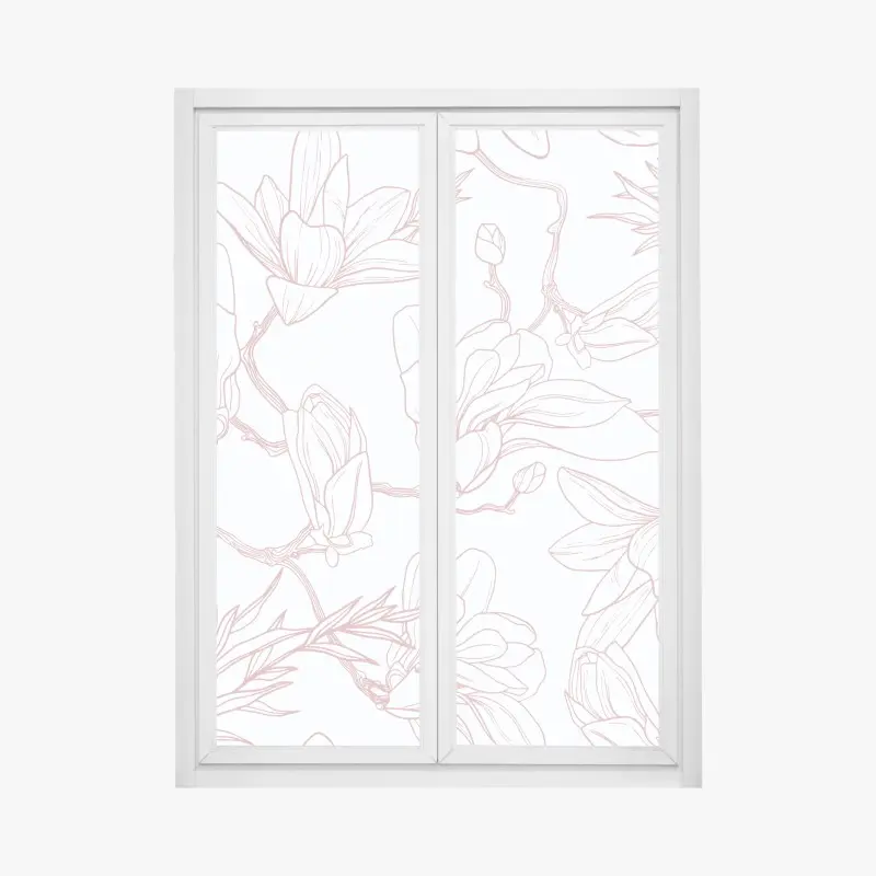 Fensteraufkleber zartes magnolienmuster in sanftem rosa