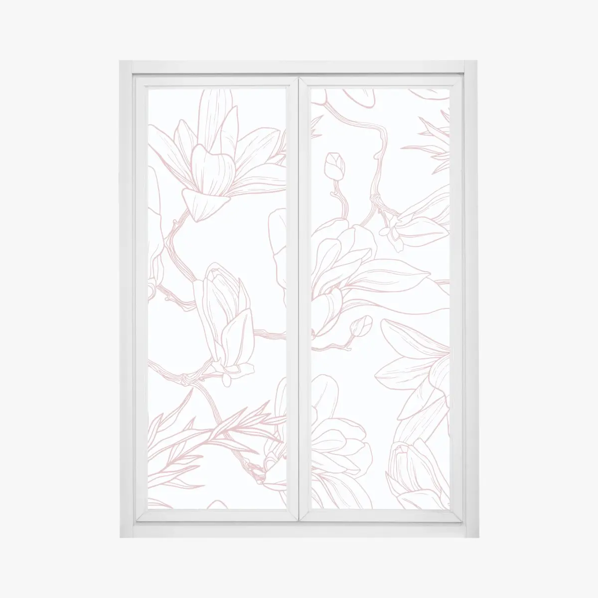 Fensteraufkleber zartes magnolienmuster in sanftem rosa – Pixers®