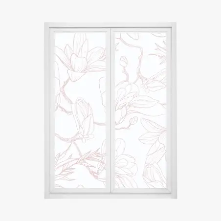 Fensteraufkleber zartes magnolienmuster in sanftem rosa – Pixers®