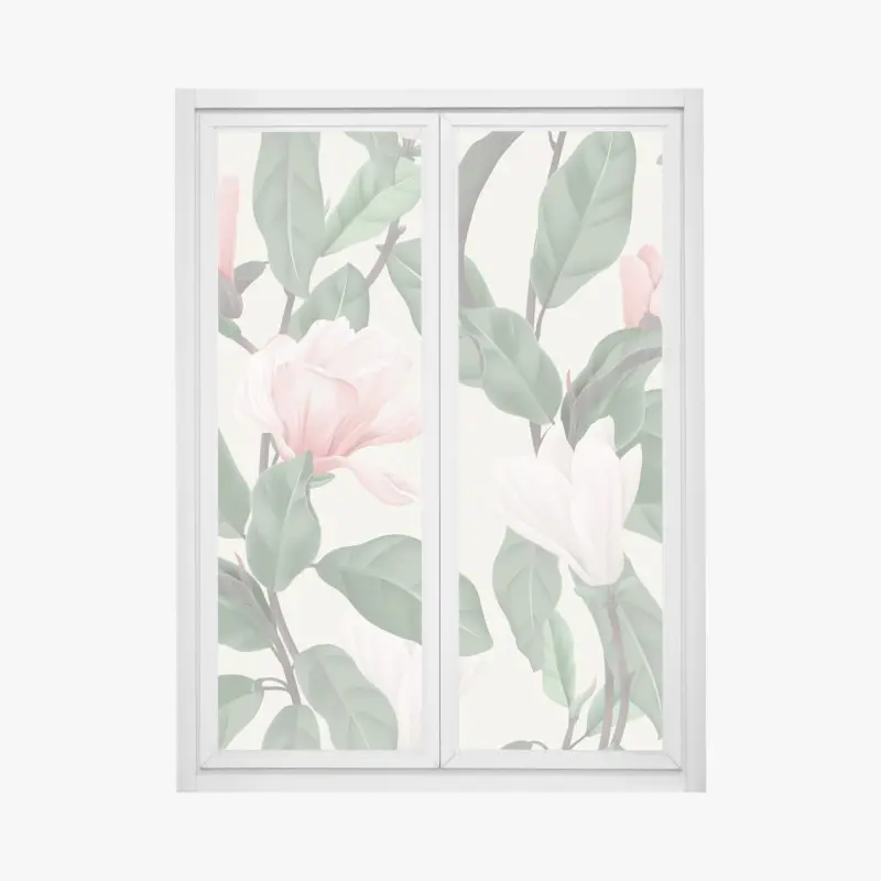 Fensteraufkleber pastell magnolienmuster