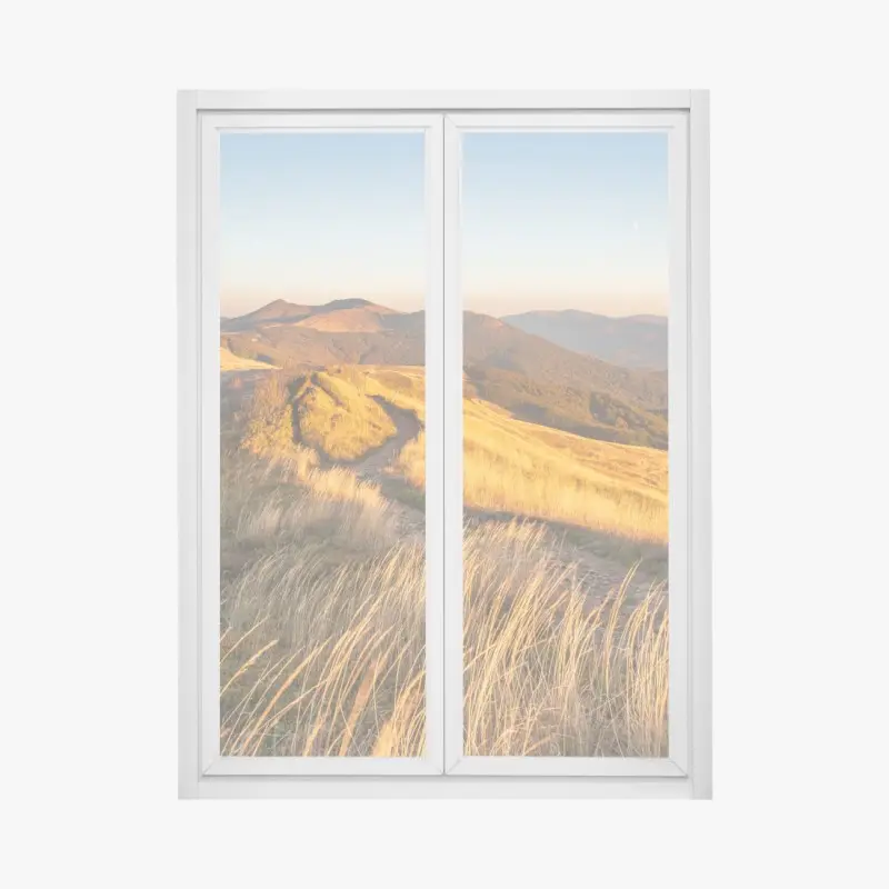 Fensteraufkleber goldener bergkamm im sonnenuntergang