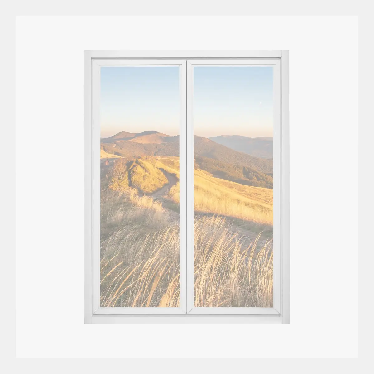 Fensteraufkleber goldener bergkamm im sonnenuntergang – Pixers®