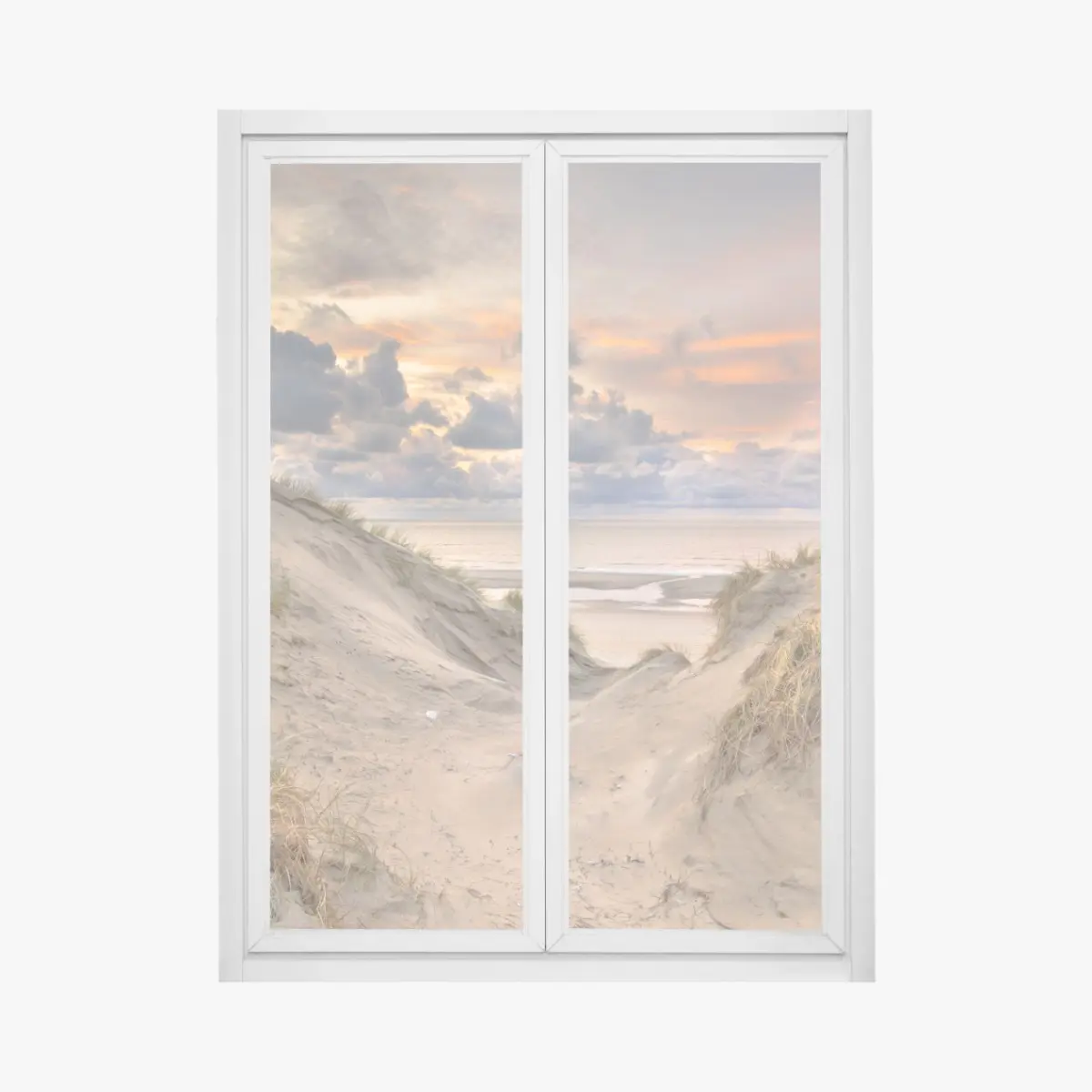 Fensteraufkleber sonnenuntergang über den dünen – Pixers®
