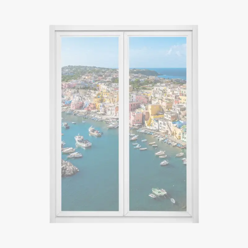 Fensteraufkleber bunte panoramaufnahme eines Mittelmeerhafens