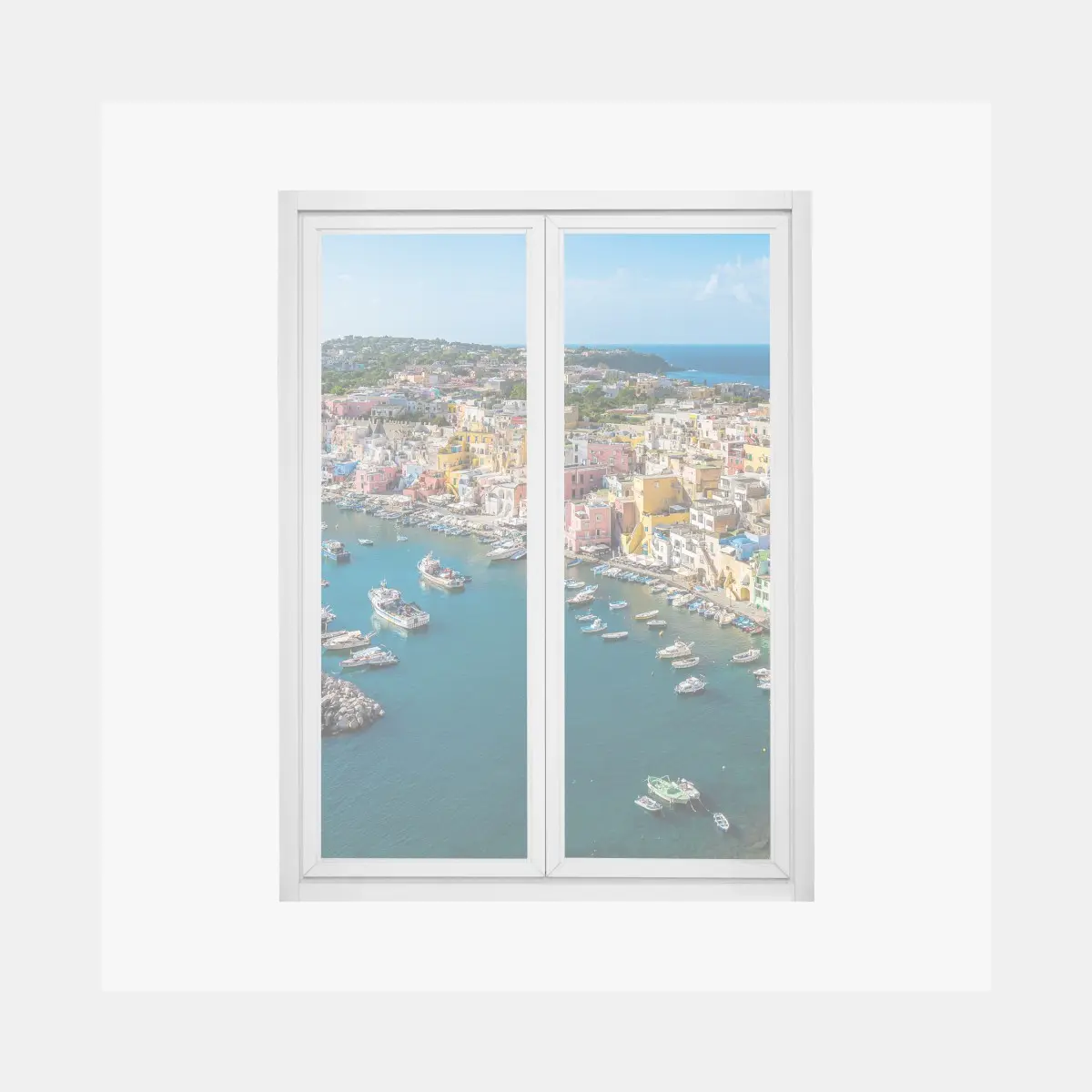 Fensteraufkleber bunte panoramaufnahme eines Mittelmeerhafens – Pixers®