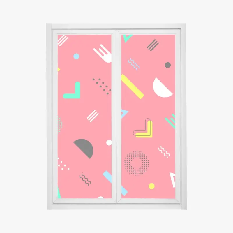Fensteraufkleber leuchtendes memphis geometrisches muster