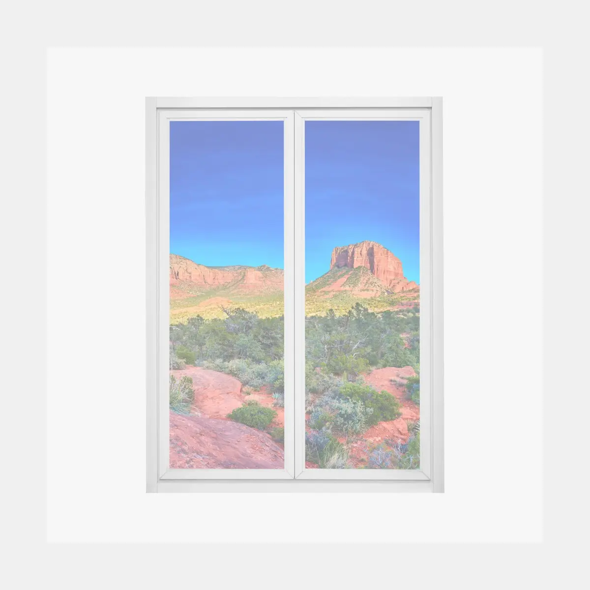 Fensteraufkleber panoramablick auf Bell Rock und Courthouse Butte, Sedona – Pixers®