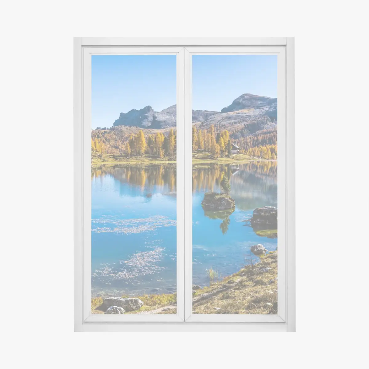 Fensteraufkleber herbstlicher alpensee mit bergreflexion – Pixers®