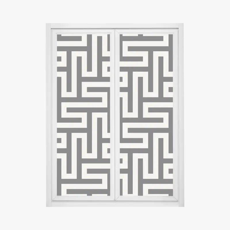 Fensteraufkleber geometrisches labyrinthmuster in beige und schwarz