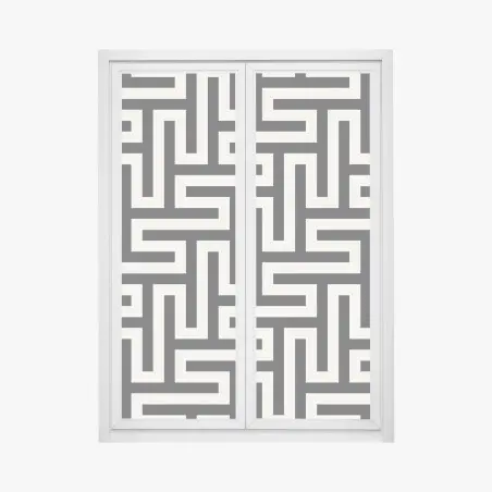 Fensteraufkleber geometrisches labyrinthmuster in beige und schwarz – Pixers®