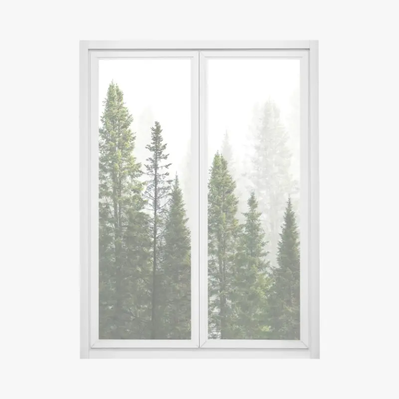Fensteraufkleber nebliger tannenwald