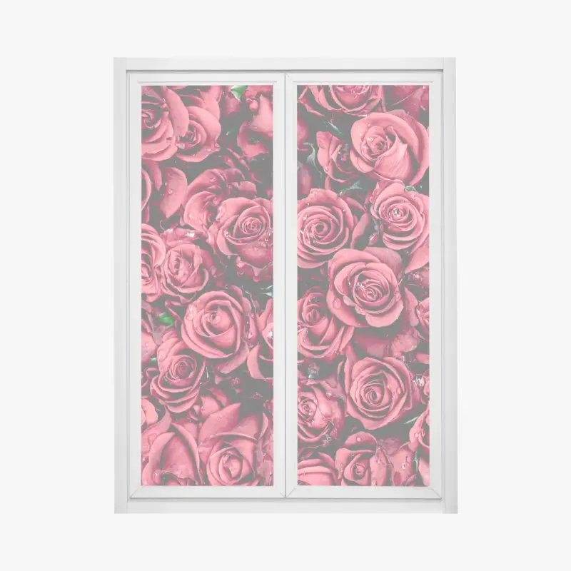 Fensteraufkleber pralle rote rosen wandbild