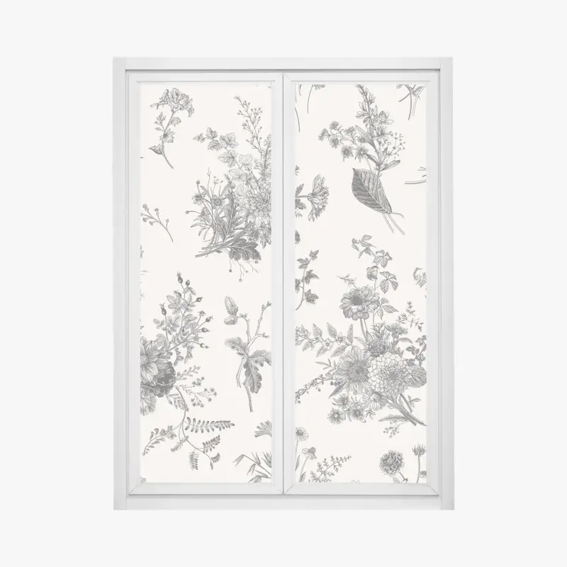 Fensteraufkleber klassisches schwarzweißes blumenmuster