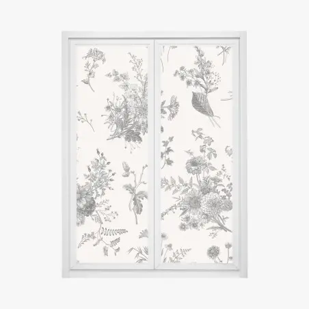 Fensteraufkleber klassisches schwarzweißes blumenmuster – Pixers®