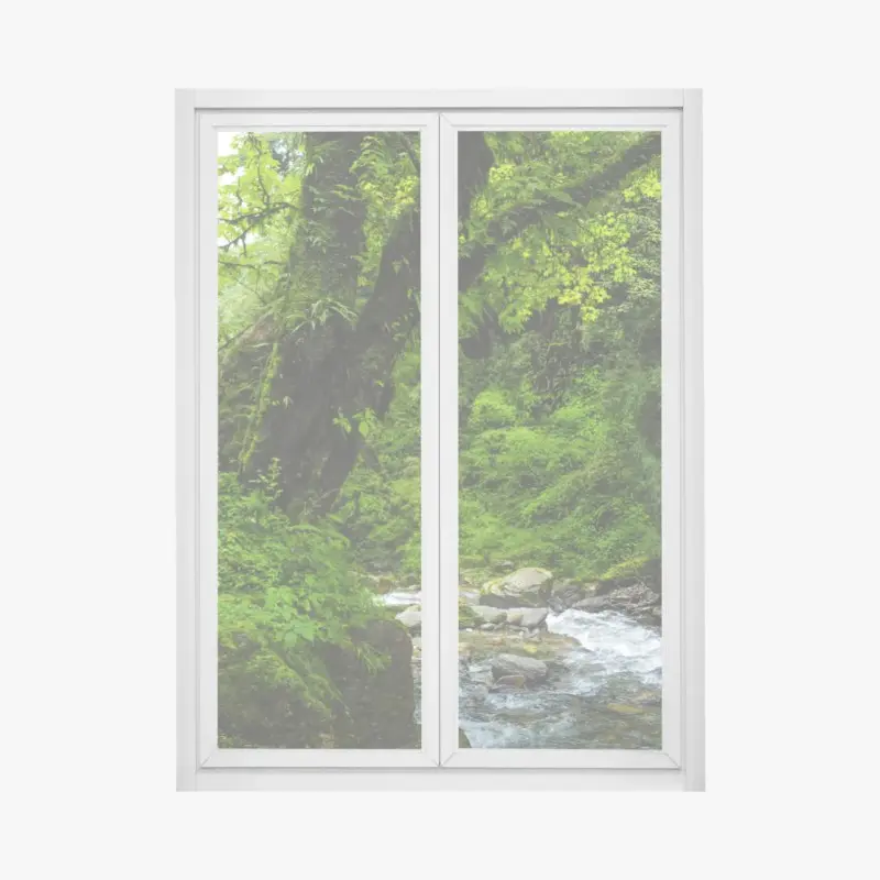 Fensteraufkleber üppiger grüner wasserfall im wald