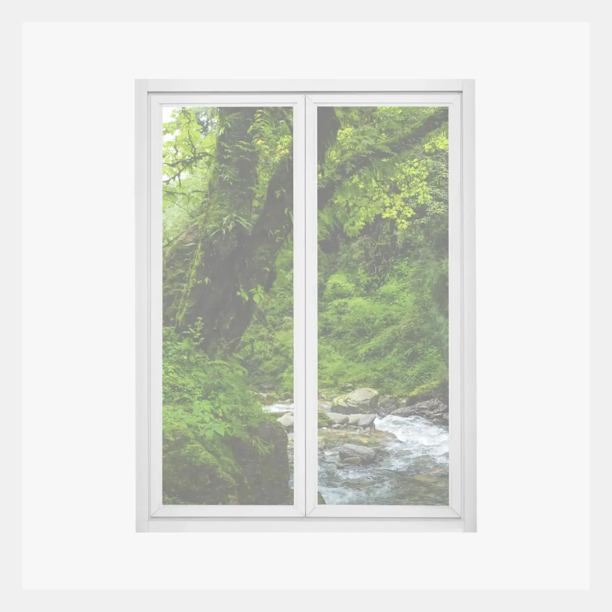 Fensteraufkleber üppiger grüner wasserfall im wald – Pixers®