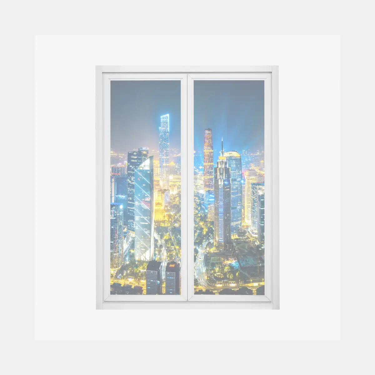 Fensteraufkleber nachtpanorama skyline Guangzhou – Pixers®