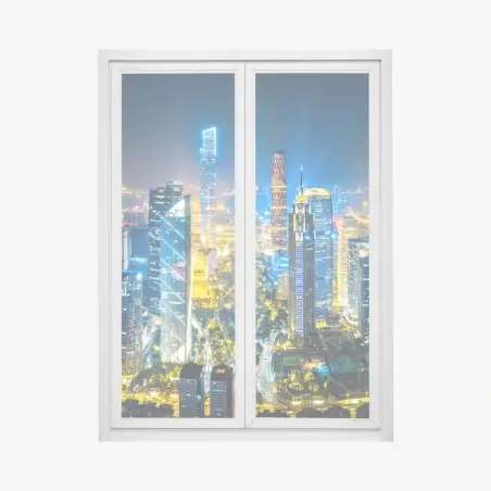 Fensteraufkleber nachtpanorama skyline Guangzhou – Pixers®