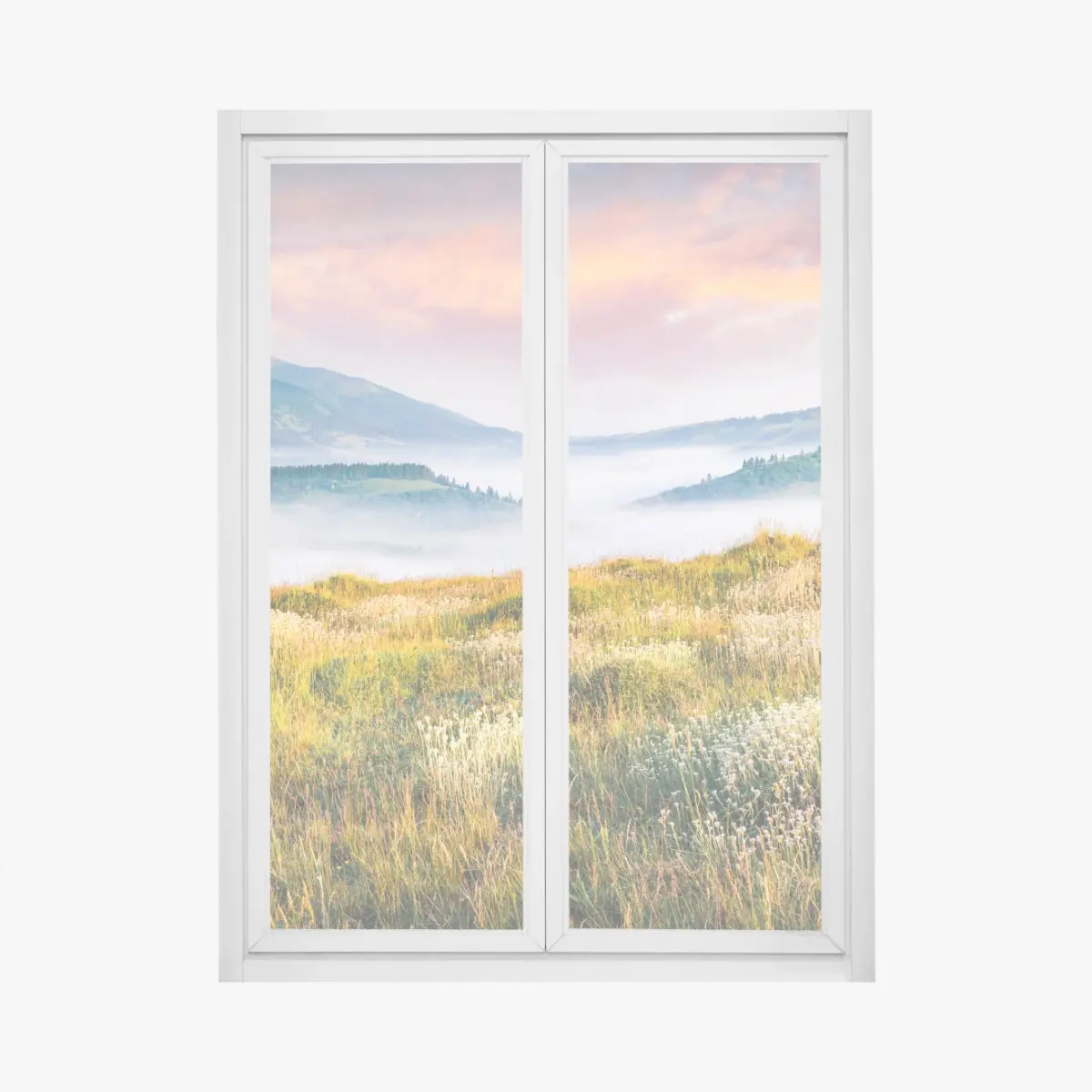 Fensteraufkleber nebliger morgen in den Karpaten – Pixers®