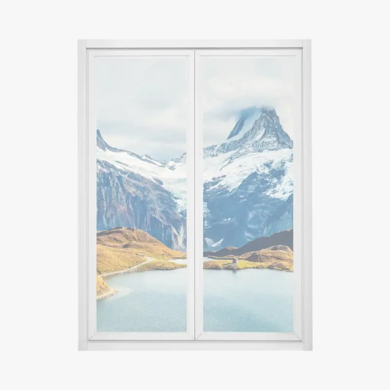 Fensteraufkleber morgendliche aussicht am Bachalpsee, Schweizer Alpen