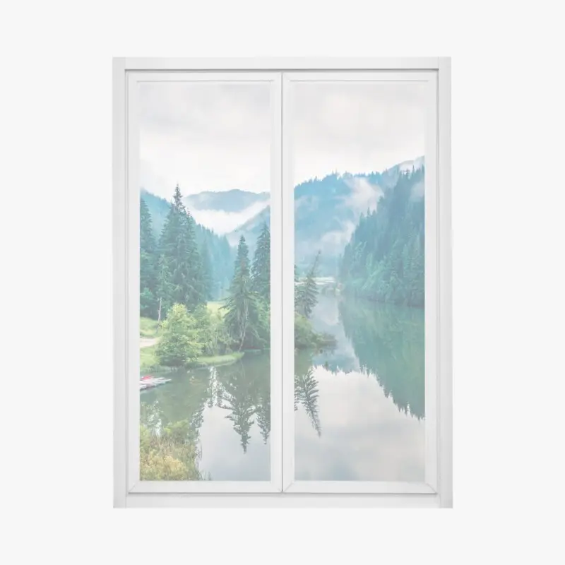 Fensteraufkleber nebliger morgen am Lacu Rosu