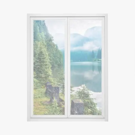 Fensteraufkleber nebliger morgen am Lacu Rosu – Pixers®