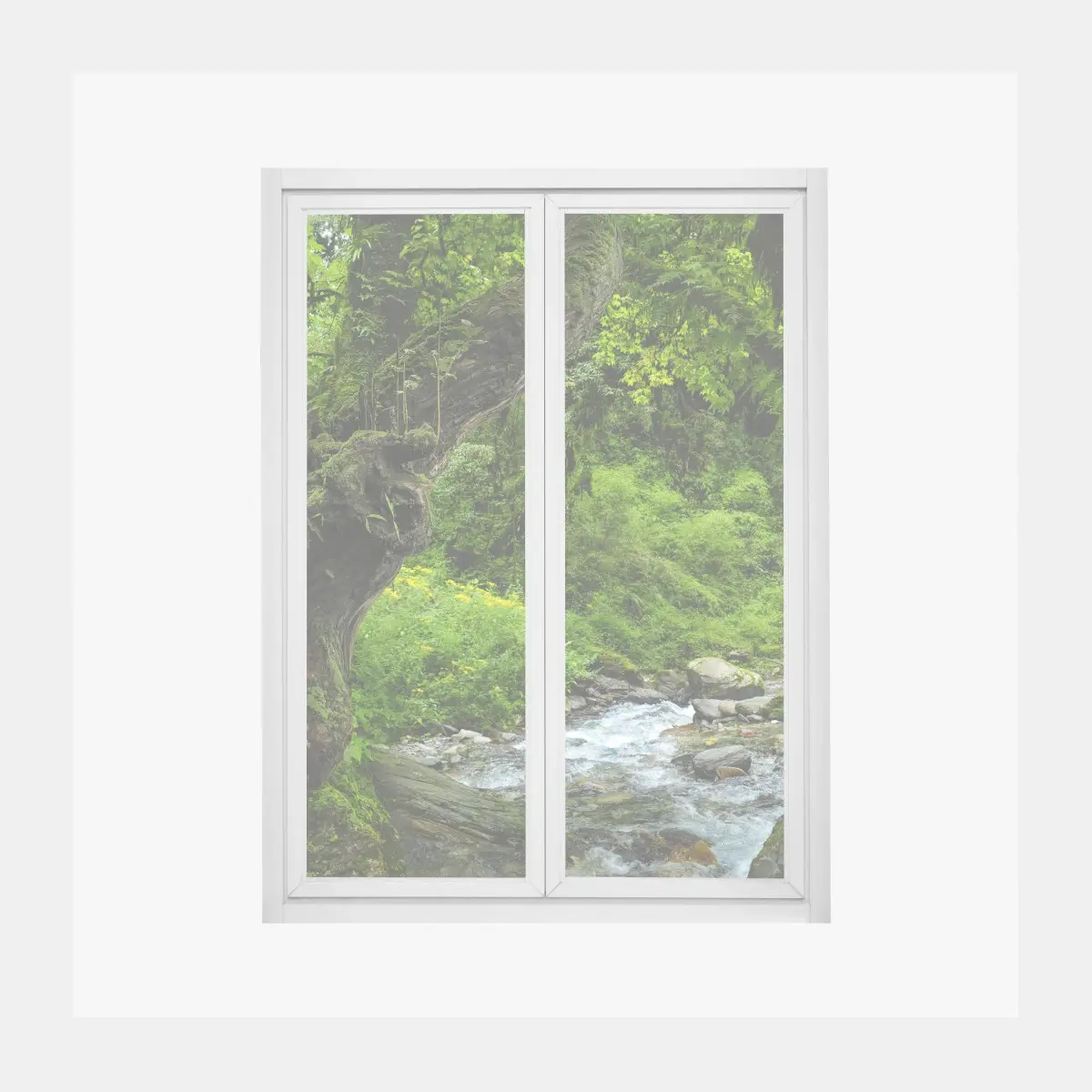Fensteraufkleber moosiger waldbach panorama – Pixers®