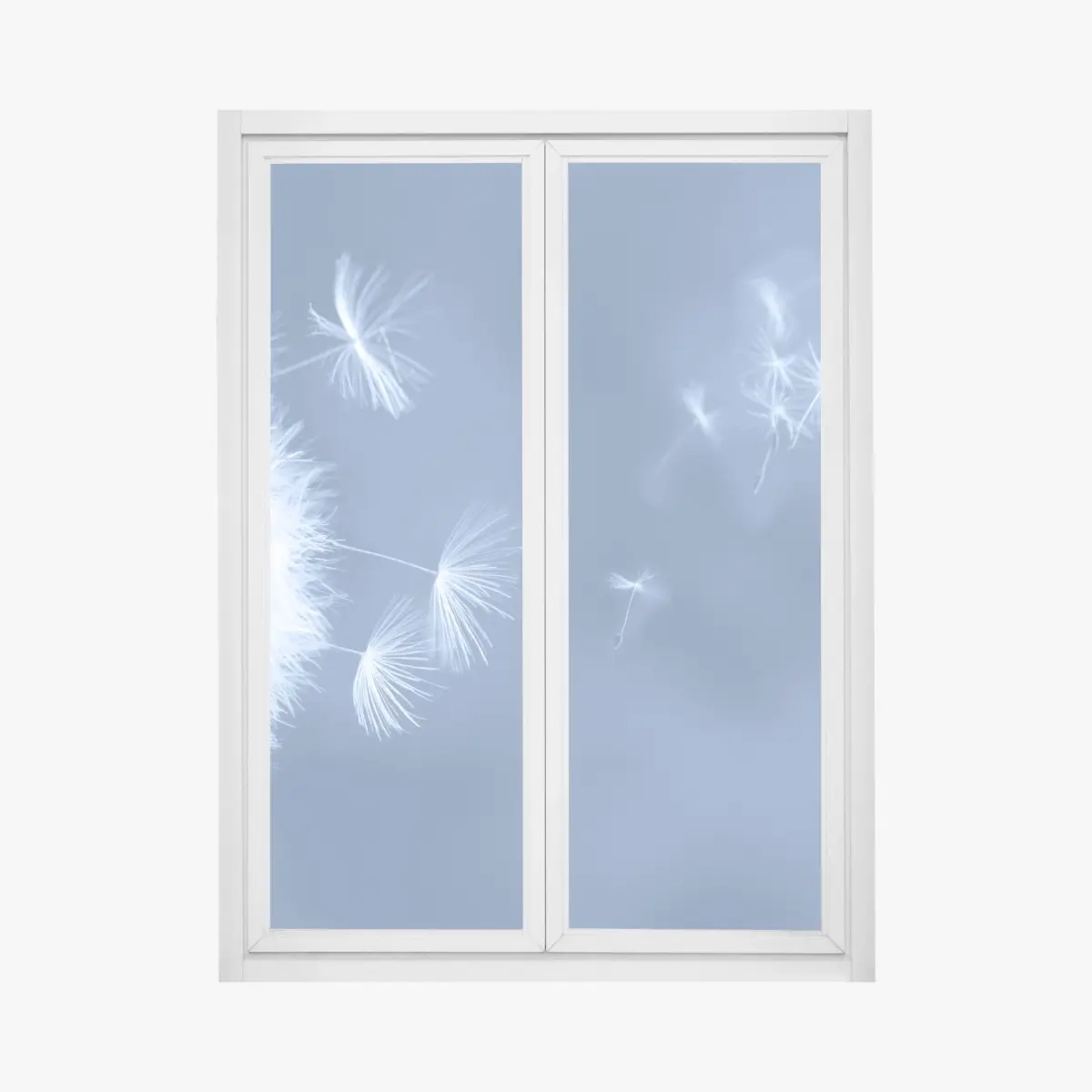 Fensteraufkleber zarte löwenzahnsamen in blau – Pixers®