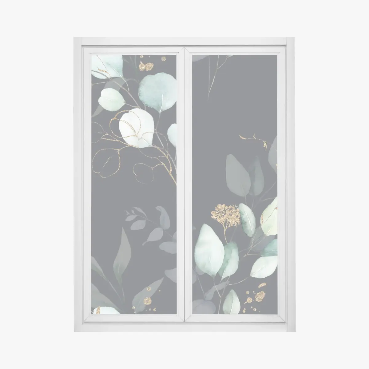 Fensteraufkleber eukalyptus aquarellblätter auf dunklem hintergrund – Pixers®