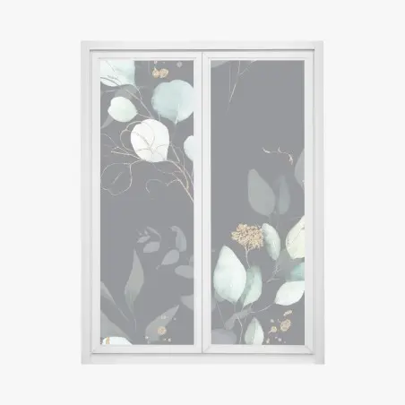 Fensteraufkleber eukalyptus aquarellblätter auf dunklem hintergrund – Pixers®