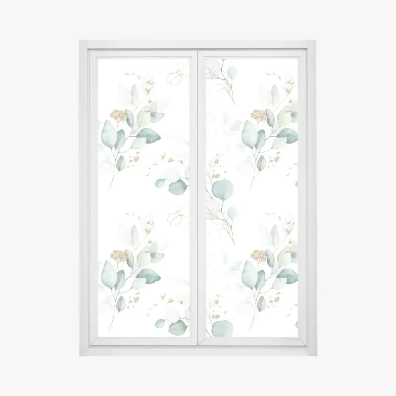 Fensteraufkleber eukalyptus aquarell muster in grüntönen