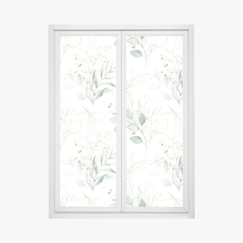 Fensteraufkleber sanftes eukalyptus aquarellmuster